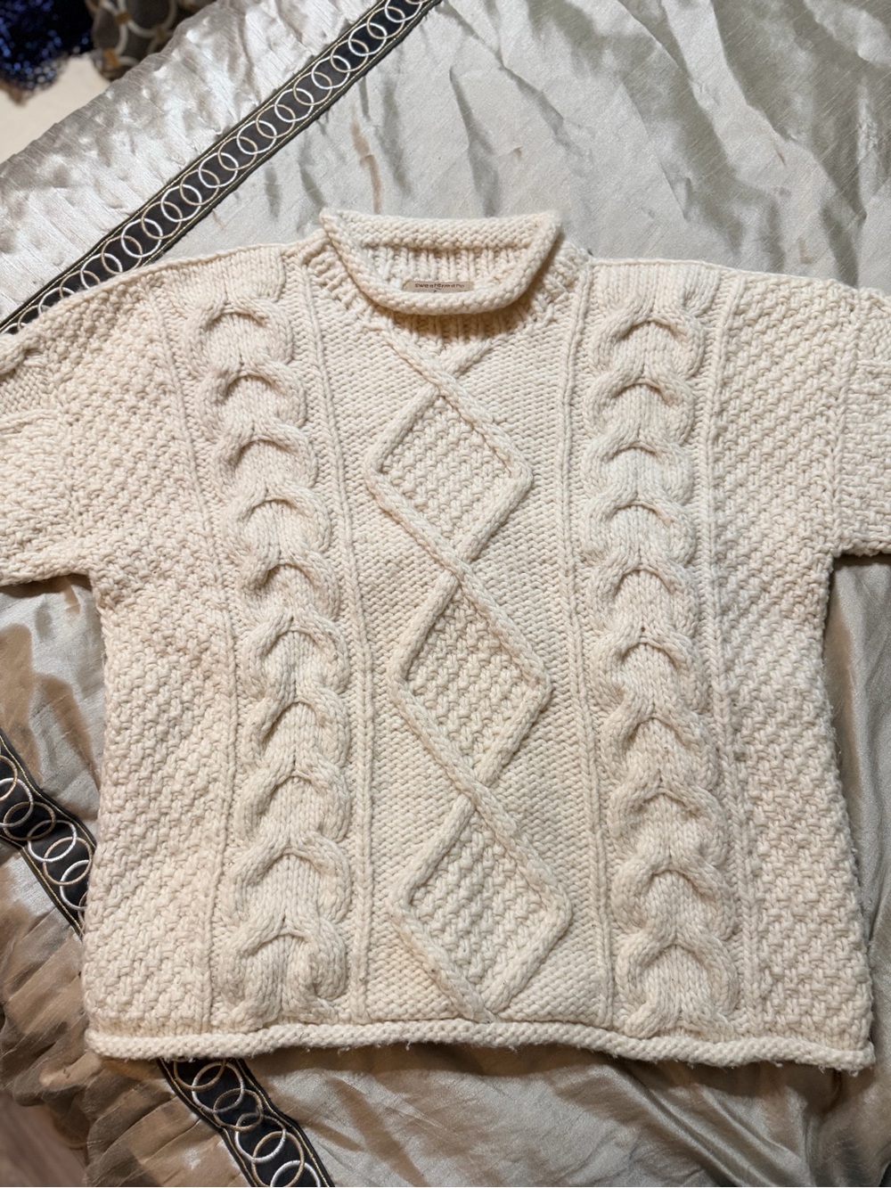 Cream Cable Knit Sweater - Picture 3 of 7